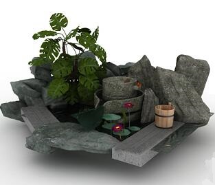 园林小品假山花池3Dmax模型
